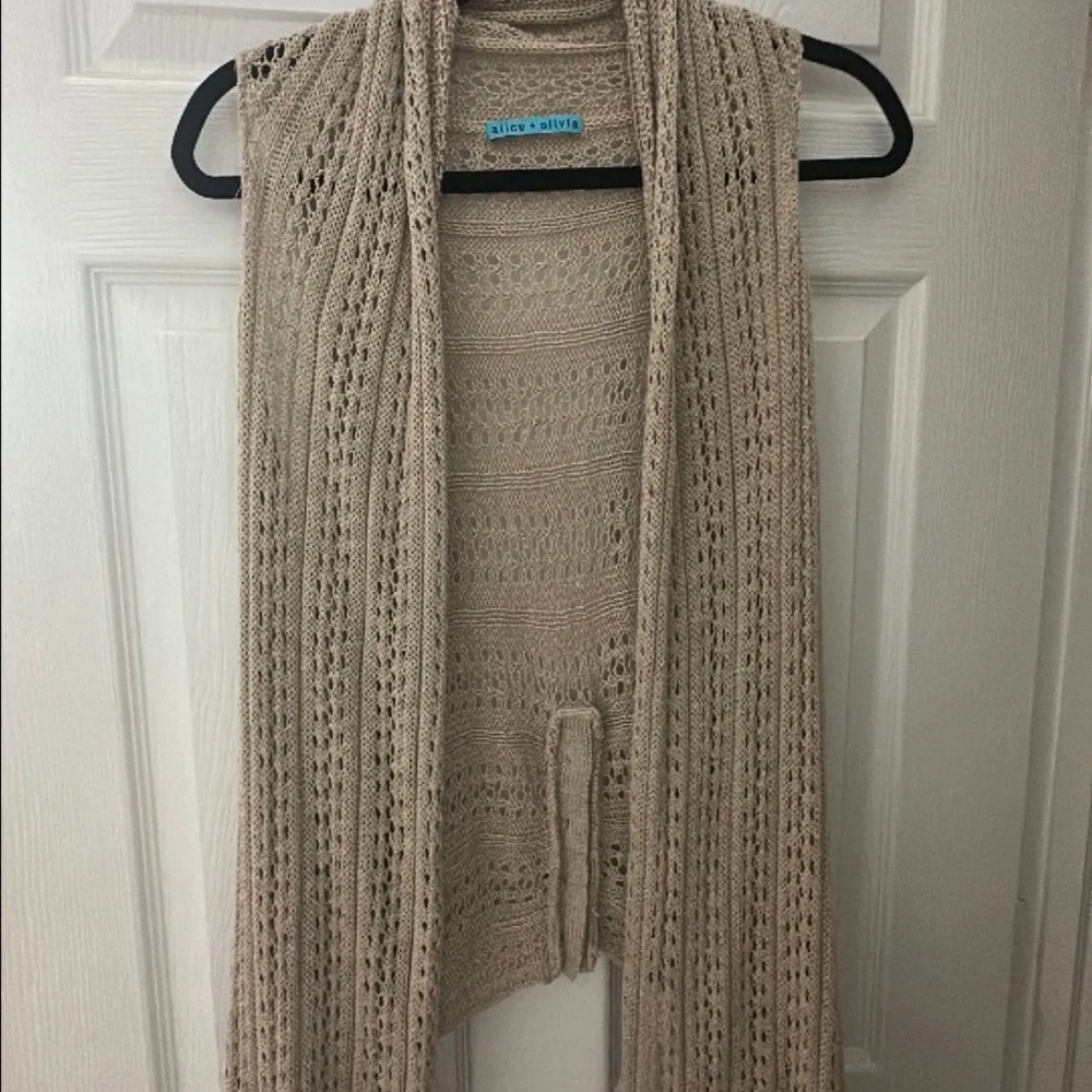 Alice + Olivia Tan Cable Knit vest